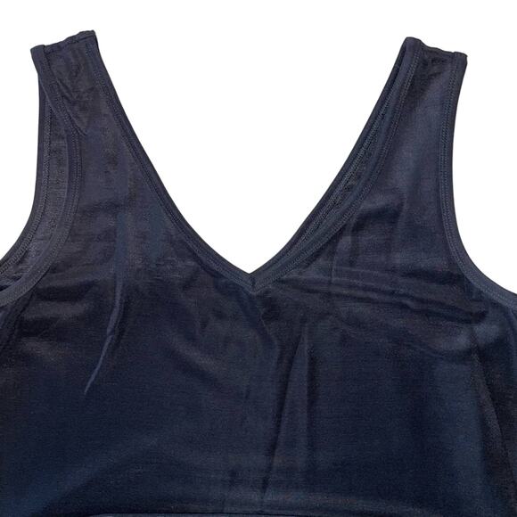 Vintage AKA Authentic LA Black V-Neck Sleek Sheath Dress w/ high Split Large - Picture 6 of 8